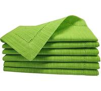 Slub Cotton Dinner Napkins Lime Green Color,18x18 inch with Mitered Corner Finish & Hemstitched Detailing Offered by Linen Clubs. (Set of 6 Pieces)