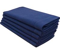 Slub Cotton Dinner Napkins Navy Color,18x18 inch with Mitered Corner Finish & Hemstitched Detailing Offered by Linen Clubs. (Set of 6 Pieces)