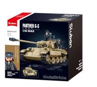 Sluban Panther G-S Kit de Construction de Chars à l'échelle 1/35 883 pièces | Minifigurines incluses, pour les enfants de 10 à 16 ans, thème militaire, fusil rotatif, chaînes détaillées