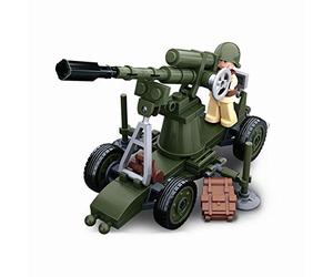 Sluban Sluban SL07124, WWII - Mini kit de Construction de Canon (77 pièces) [M38-B0678C], kit de Jeu, Blocs de Serrage, Soldats, avec Figurine, armée WWII, Multicolore, 4 Ans