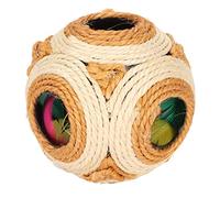 Sluffs Cat Sisal Ball,Sisal Cat Scratching Ball Bright Colors Interactive Grinding Claw Scratch Resistant Cat Toy Ball with Colored Feather
