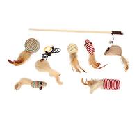 Sluffs Interactive Cat Toys -Linen Interactive Kitten Toys Assortments Cat Feather Wand with Mice Pet Toy Supply