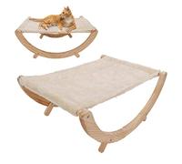 Sluffs Wooden Cat Hammock Foldable Removable Breathable Slip Elevated All Seasons Cat Swing Bed for Cats Puppies Sleeping and Resting Pad for Kitten, Ferret
