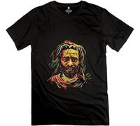 Sluggish Min Men's Burning Spear T Shirt Black Manches Courtes(X-Large)