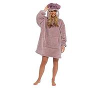 Slumber Hut Couverture à Capuche Portable Ultra Douce en Polaire Poncho Snuggle Vêtements de Détente Haut à Capuche Surdimensionné Confortable Douillet Sweatshirt Plaid Housse - Carlin Marron Adultes