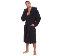 Slumber Hut® Peignoir en polaire pour homme - Peignoir à capuche Sherpa - Tissu épais de luxe confortable pour l'hiver - Gris ou rouge bordeaux - Taille M L XL 2XL, Black Borg Snuggle Hood, L