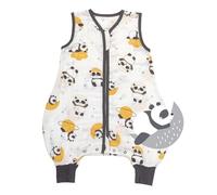 Slumbersac gigoteuse à pieds été pour bébé 0.5 Tog 60 cm en mousseline de bambou, douce et légère, Panda | Turbulette été non rembourrée avec ouvertures aux jambes, taille 60-70 cm