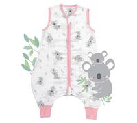 Slumbersac gigoteuse à pieds été pour bébé 0.5 Tog 70 cm en mousseline de bambou, douce et légère, Koala | Turbulette été non rembourrée avec ouvertures aux jambes, taille 70-80 cm