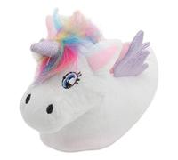 SlumberzzZ Chaussons licorne 3D en peluche pour filles avec cheveux arc-en-ciel - Blancs - Blanc - blanc, 30/31 EU