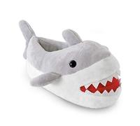 SlumberzzZ Pantoufles pour enfants garçons, motif monstre animal en peluche, gris 3D requin, chaussant 11/12 UK