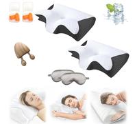 Slumblr Contour Relief Pillow, Slumblr Ergonomic Pillow, Memory Foam Contour Pillow, Neck Support Orthopedic Pillows for Sleeping, for Side Back Stomach Sleepers(Black*2)