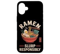 Slurp Responsibly Ramen Japan Anime Nouilles japonaises Kanji Coque pour iPhone 16 Plus