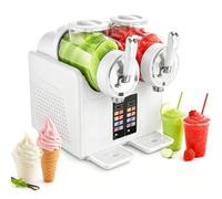 Slush Machine&Soft Serve Ice Cream Maker for Commercial & Home Use,2×2L Dual Tank,No Ice Needed Cold Drink Maker,7 Preset Modes for Smoothies,Milkshakes,Cocktails,Margaritas,and Ice Cream White