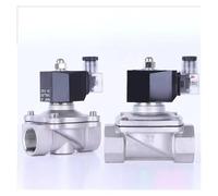 SLUSHSPYF Électrovanne normalement fermée en Acier Inoxydable, 2 Pouces, 220 V, 12 V, 24 V, à Action directe, avec éclairage LED(2" G Thread,AC24V)