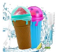 Slushy Cup Ensemble 2 pièces,Slush Ice Maker,Homemade Smoothie Cup，Smoothie Pinch Ice Cup,Frozen Drink Cup,With 2 en 1 Straw and Spoon Goupillon,DIY Homemade Smoothie Cups for Kids and Family