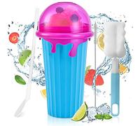 Slushy Cup,Slush Ice Maker,Homemade Smoothie Cup,Smoothie Pinch Ice Cup,Frozen Drink Cup,Slush Gobelet en silicone pour préparer des smoothies congelés avec cuillère à paille(bleu)