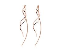 SLUYNZ 925 Argent Sterling Courbe Enfile Boucles d’oreilles Chaîne pour Femmes Adolescentes Pendre Vague Boucles Gland (C-Rose Gold Plated)