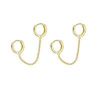 SLUYNZ Boucles d'oreilles Doubles Créoles en Argent Sterling 925 pour Femmes Adolescentes Boucles d'oreilles Double Percées Deux Trous (B-Gold Plated)