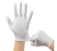 SLWJAXGT Lot de 10 paires de gants en coton blanc pour les mains sèches - Matériau extensible lavable pour homme et femme - Hydratant l'eczéma