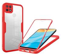 SLWYF Coque Compatible avec Oppo A15/A15S/Oppo A35, Coque Antichoc Housse avec Protection écran, 360° Protection Case Robuste Double Bumper Etui Intégrale (Rouge)