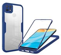 SLWYF Coque Compatible avec Oppo A15/A15S/Oppo A35, Coque Antichoc Housse avec Protection écran, 360° Protection Case Robuste Double Bumper Etui Intégrale (Bleu)
