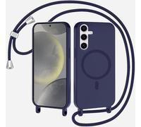 SLWYF Coque Compatible avec Samsung Galaxy A53 5G avec Cordon, Compatible avec MagSafe, Collier pour Étui Colliers de cellulaire Mince Antichoc Réglable Lanyard Case PU Bumper Case, Bleu Marine