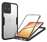 SLWYF Coque Compatible avec Vivo V23, Coque Antichoc Housse avec Protection écran, 360° Protection Case Robuste Double Bumper Etui Intégrale (Noir)
