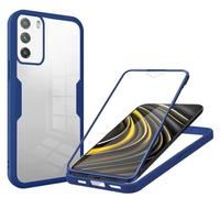 SLWYF Coque Compatible avec Xiaomi Poco M3/Redmi 9T/Redmi Note 9 4G, Coque Antichoc Housse avec Protection écran, 360° Protection Case Robuste Double Bumper Etui Intégrale (Bleu)
