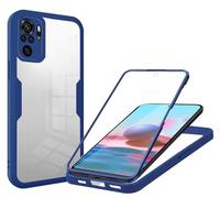 SLWYF Coque Compatible avec Xiaomi Redmi Note 10S/Note 10 4G, Coque Antichoc Housse avec Protection écran, 360° Protection Case Robuste Double Bumper Etui Intégrale (Bleu)