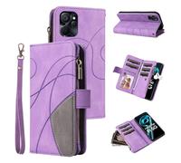 SLWYF Coque pour Realme 9i/Oppo A36/A76/A96 4G/K10 4G, avec Fente pour 9 Carte, Housse Etui Portefeuille Cuir Multifonction, Fermeture Magnétique à Clapet Anti-Choc Etui à Rabat - Violet