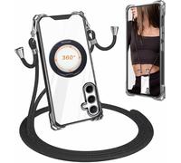 SLWYF Coque pour Samsung Galaxy S23 FE avec Cordon, Compatible avec MagSafe, Réglable Lanyard Case, avec Anneau Support,Silicone Collier Case Etui pour Samsung Galaxy S23 FE, Noir
