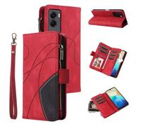 SLWYF Coque pour Vivo Y55S, avec Fente pour 9 Carte, Housse Etui Portefeuille Cuir Multifonction, Fermeture Magnétique à Clapet Anti-Choc Etui à Rabat - Rouge