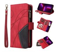 SLWYF Coque pour Vivo Y55S, Housse Etui Portefeuille Cuir Multifonction, Fermeture Magnétique à Clapet Anti-Choc [Etui à Rabat,avec Fente pour 9 Carte], Rouge