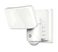 SLx Lampe de sécurité extérieure avec détecteur de mouvement PIR, 1500 lumens, projecteur LED, alimenté par piles, IP65, résistant aux intempéries, 240 °, capteur robotique blanc