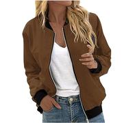 Slxbear Blouson aviateur léger pour femme - Manches longues - Sans capuche - Fermeture éclair - Manteau matelassé décontracté ample imprimé - Manteaux confortables et doux - Vêtements d'extérieur
