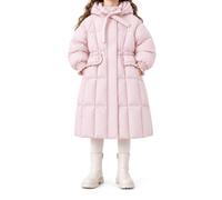 Slxbear Doudoune décontractée pour filles avec fermeture éclair et ourlet à | Manches longues, col montant, capuche, ample, matelassé, chaud, respirant, confortable, école, vacances, extérieur