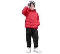 Slxbear Doudoune légère pour enfants garçons filles décontracté à manches longues fermeture éclair manteau court coupe ample uni capuche chaud manteau respirant confortable voyage école vestes 1-15