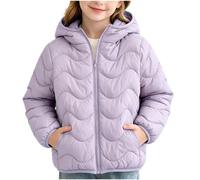 Slxbear Doudoune matelassée à capuche avec fermeture éclair pour | Veste rembourrée légère à manches longues, col montant ample, veste chaude coupe-vent de couleur unie