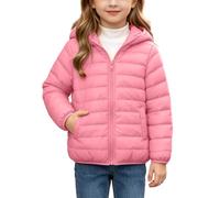 Slxbear Doudoune matelassée légère à capuche pour garçons et filles | Fermeture éclair, manches longues, coupe ample, couleur unie, doux, respirant, confortable, automne, hiver, chaud, école