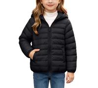 Slxbear Doudoune matelassée légère à capuche pour garçons et filles | Fermeture éclair, manches longues, coupe ample, couleur unie, doux, respirant, confortable, automne, hiver, chaud, école