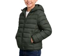 Slxbear Doudoune matelassée légère et décontractée pour enfants avec | Manches longues, fermeture éclair, coupe ample, doux, respirant, confortable, col montant, couleur unie, école, vacances