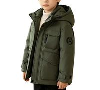 Slxbear Parka coupe-vent à capuche décontractée à col montant pour garçons | Manches longues, fermeture éclair, veste rembourrée, couleur unie, coupe ample, hiver, chaud, épais, respirant, confortable