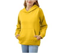 Slxbear Sweat à capuche décontracté à manches longues pour filles et garçons - Pull surdimensionné à épaules tombantes - Couleur unie - Coton ample - Respirant et confortable - Hauts de voyage et de