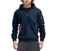 Slxbear Sweat à capuche zippé quart pour garçon à manches longues - Doux et confortable - Multifonction - Poche - Solide - Léger - Respirant - Pour la randonnée et l'escalade - 5 à 15 ans, noir foncé