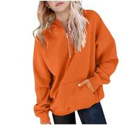 Slxbear Sweats surdimensionnés pour filles - Décontracté à manches longues - Pull ample - Couleur unie - Léger - Sweat basique à capuche - Épaules tombantes - Respirant et confortable - Chemises de