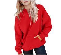 Slxbear Sweats surdimensionnés pour filles - Décontracté à manches longues - Pull ample - Couleur unie - Léger - Sweat basique à capuche - Épaules tombantes - Respirant et confortable - Chemises de