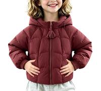 Slxbear Veste décontractée matelassée légère pour adolescent et enfant | Coupe ample, capuche, fermeture éclair, manches longues, uni, chaud, coupe-vent, confortable, respirant, école, vacances