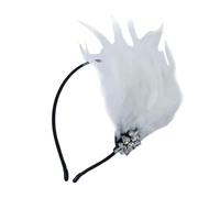 SLXLYH Accessoires de fête pour cocktail, cosplay, costume Charleston pour femme - Bandeau à plumes pour festival de musique - Coiffe de carnaval (blanc)