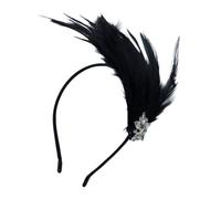 SLXLYH Accessoires de fête pour cocktail, cosplay, costume Charleston pour femme - Bandeau à plumes pour festival de musique - Carnaval - Noir