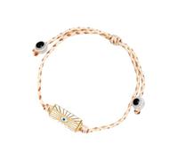 SLXLYH Bracelet à breloques en forme de cœur et œil de chance, réglable en corde tressée émaillée, bijou pour homme et femme, Beads 2x1cm 18-25cm adjustable, Liuli